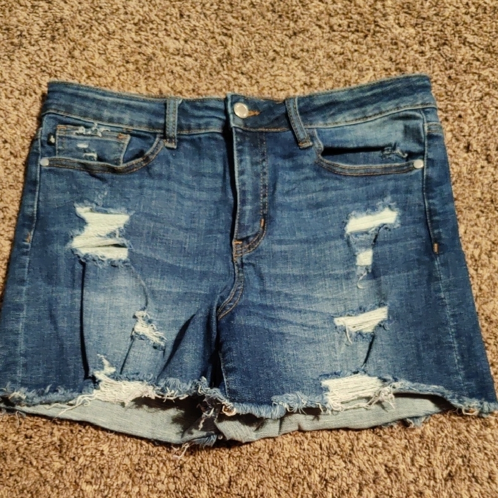 Distressed Blue Denim Shorts